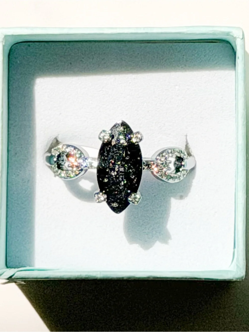 Bomb Party Symphony of 3 Lab-Created Ice Crystal Ring Rhodium Plated Size 10